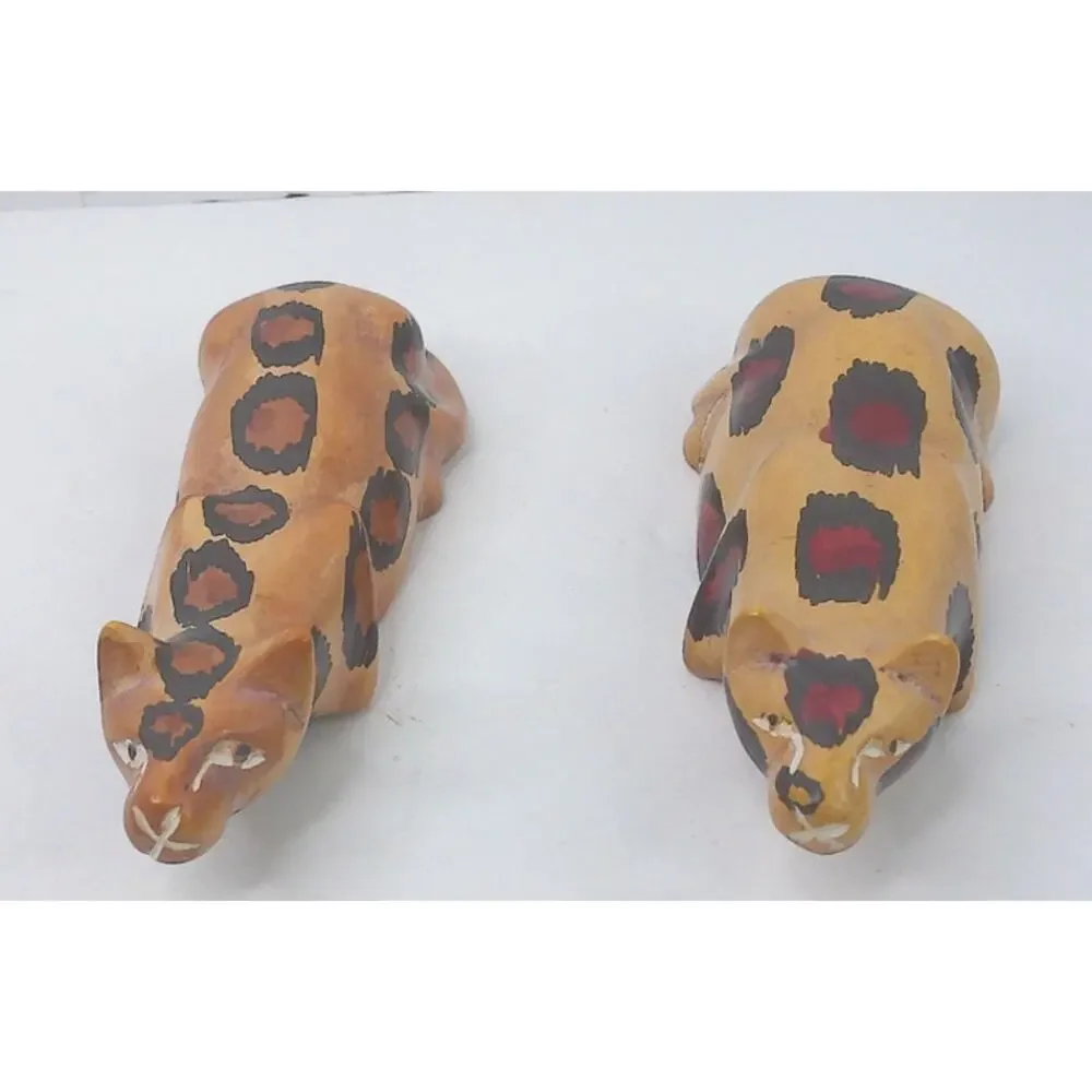 Vintgae Cheetah Or Leopard Set Soapstone Handmade Kenya Lot of 2